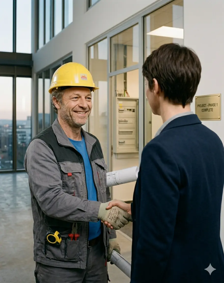 Collage of Melbourne tradies including an electrician, plumber and builder at work sites