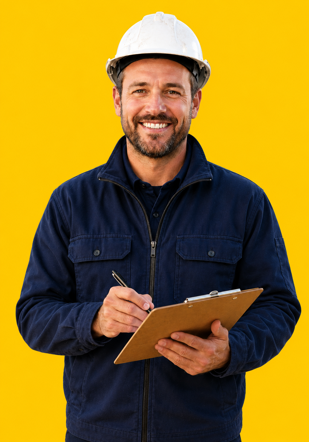 Melbourne plumber holding a phone with a professional website on screen, standing in front of work van